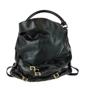 BURBERRY Soft Leather Bridle Gosford Hobo Black Bag
